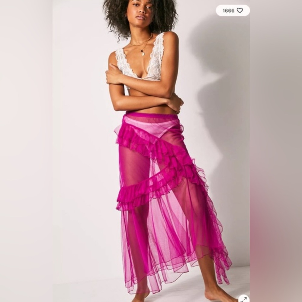 FREE PEOPLE Strike A Pose Ruffle Slip Maxi Skirt